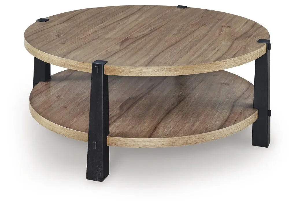 Ridgester Hickory Coffee Table with Lower Shelf