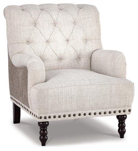 Tartonelle Tufted Linen and Taupe Leatherette Accent Chair with Nailhead Trim 6