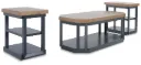 Landocken 3-Piece Coffee Table Set with Slate Blue Frames