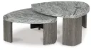 Surmour Faux Grey Marble Stacked Coffee Table (Set of 2)