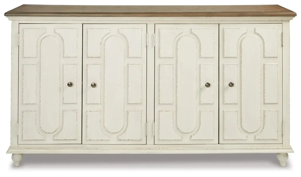 Roranville Antique White 4-Door Accent Cabinet