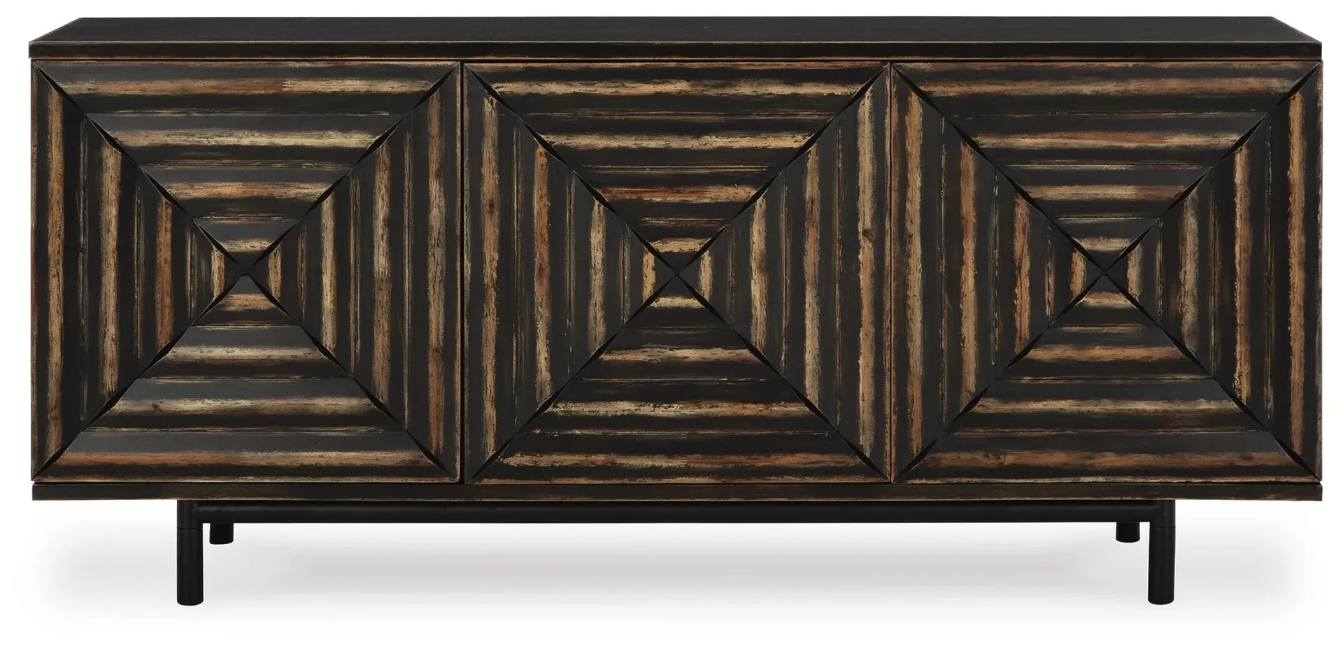 Fair Ridge Distressed Black 3-Door Accent Cabinet 9