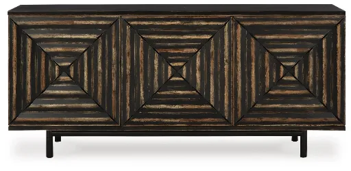 Fair Ridge Distressed Black 3-Door Accent Cabinet 9