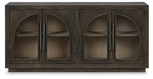Dreley Two-Tone 4-Door Accent Cabinet with Arched Glass 10