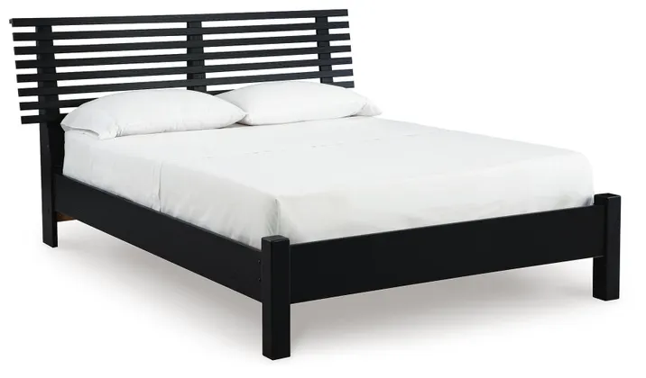 Danziar Matte Black Full Slat Panel Bed
