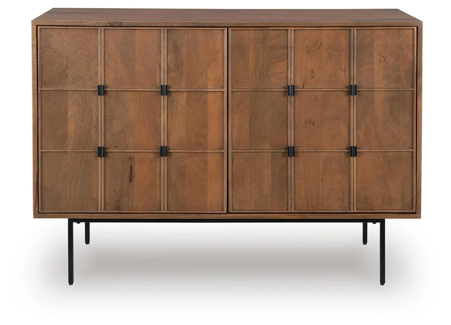 Juddins Mango Wood Accent Cabinet with Carved Grid Doors 10