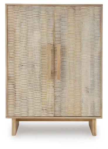 Dallinbury Whitewash Mango Wood Accent Cabinet with Carved Doors 8