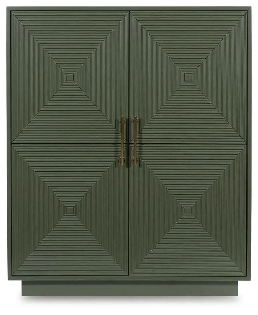 Geirwood Dark Green Accent Cabinet with Goldtone Handles