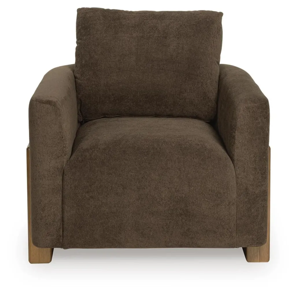 Dairlett Chocolate Brown Accent Chair with Solid Wood Legs