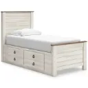 Willowton Whitewash Twin Panel Bed with 2 Storage Drawers