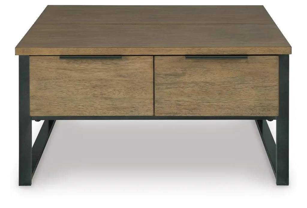 Montia Light Brown Lift-Top Coffee Table with Drawers
