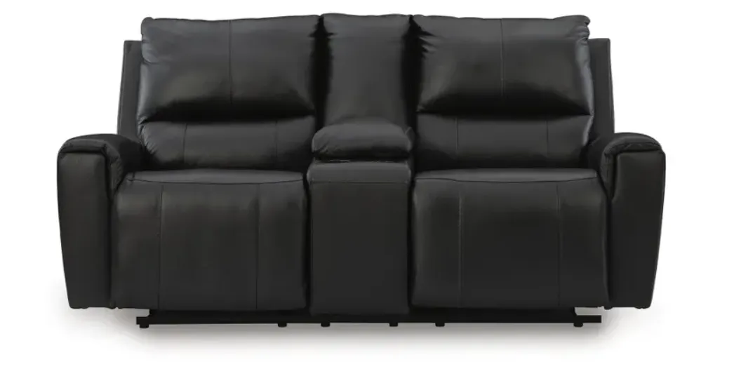 Glossmore Black Double Reclining Loveseat with Console 5