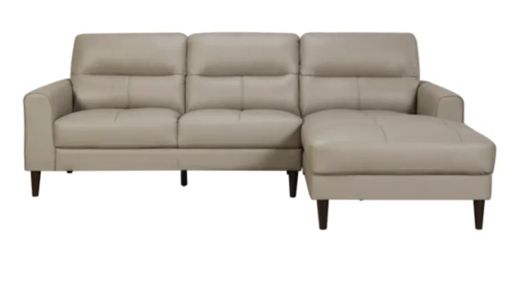 Lewes Contemporary Leather Sectional with Right-Facing Chaise 6