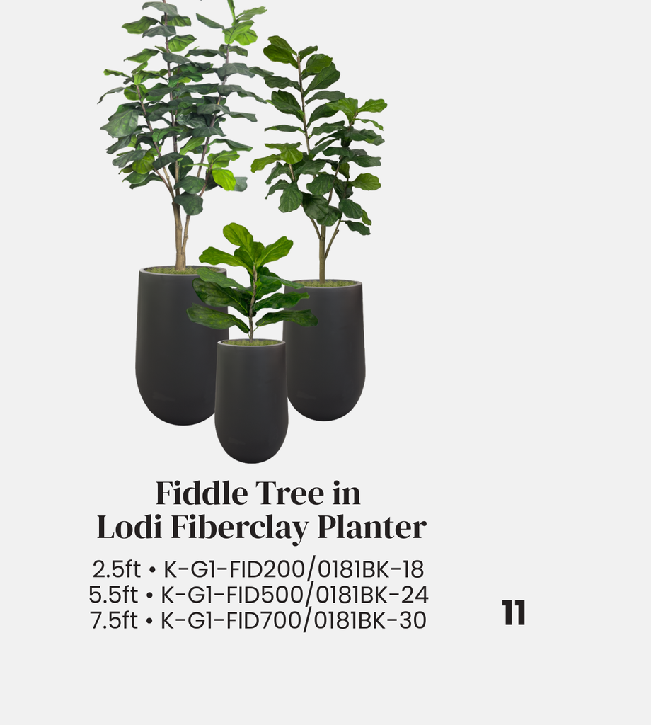Faux Fiddle Leaf Fig Tree in Uptown Planter, Black, 6ft