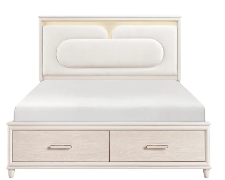 [2451*1] Lumi White Storage Bed (Queen)