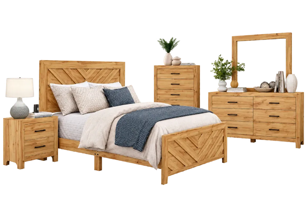 Brookside Natural Wood 6-Piece Bedroom Set (Queen)