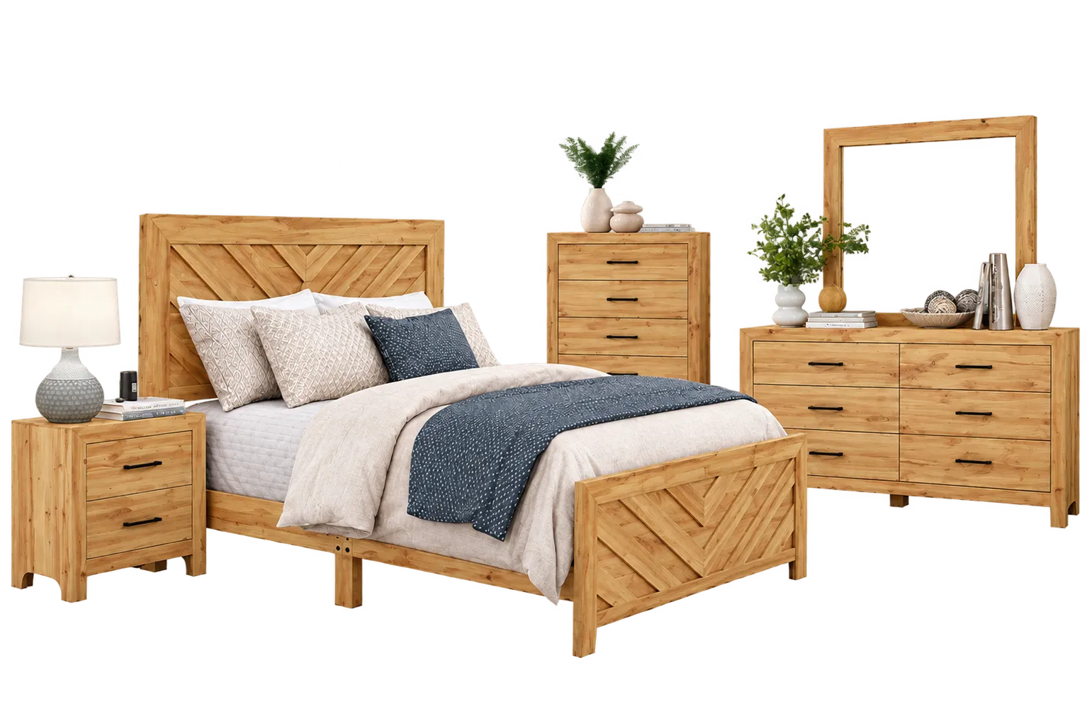 Brookside Natural Wood 6-Piece Bedroom Set 10