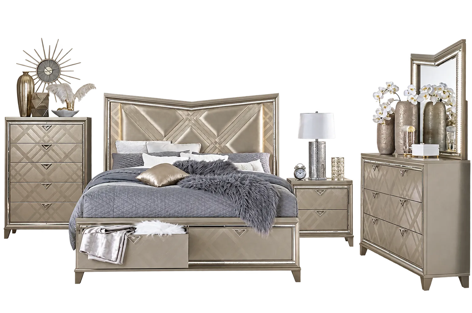 Bijou Champagne Bedroom Collection 11