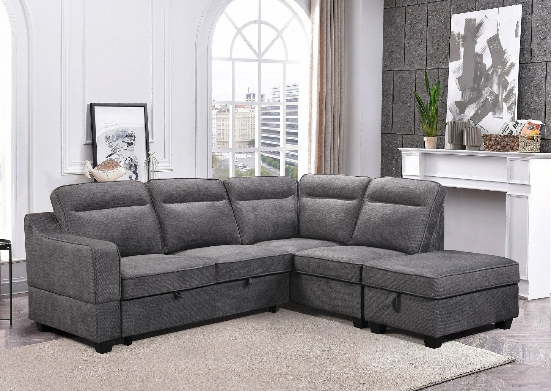 Compact Sleeper Sectional with Right-Facing Chaise 3