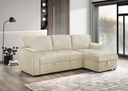 Reversible Chaise Sleeper Sectional in Creme Fabric