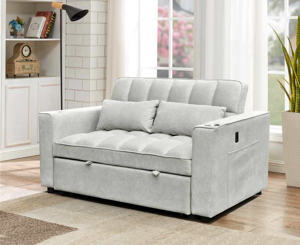 Compact Sofabed in Grey Fabric