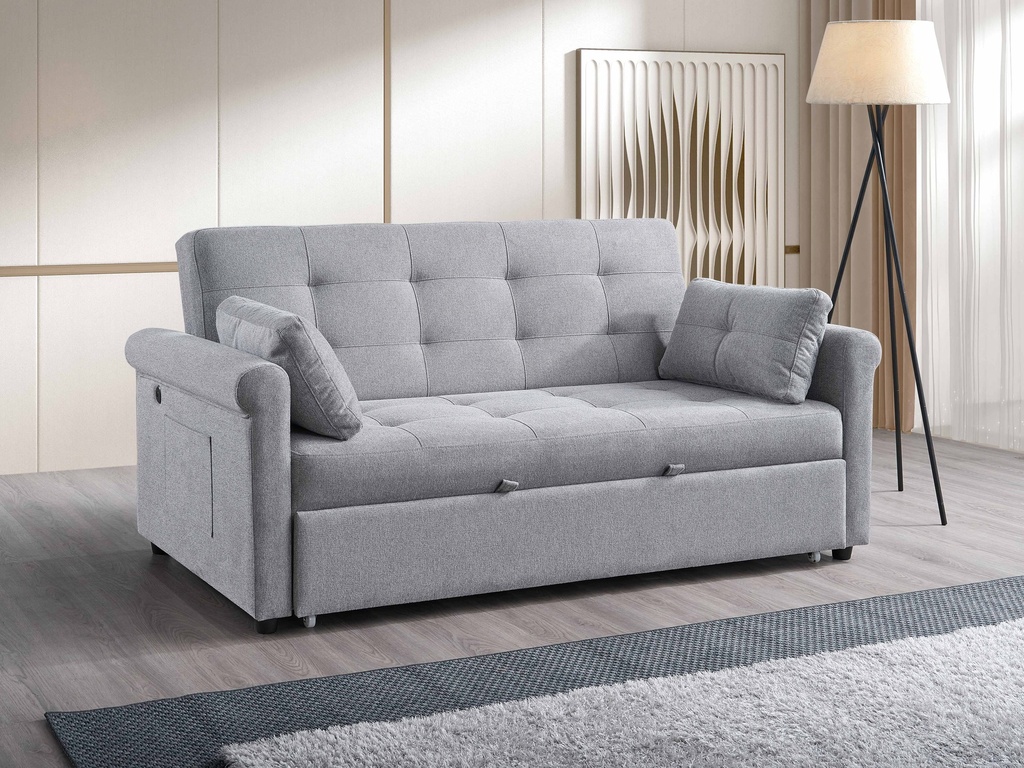 Sofabed in Grey Fabric, 70in
