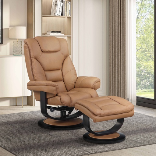 Kensington Leather Swivel Recliner with Ottoman 3