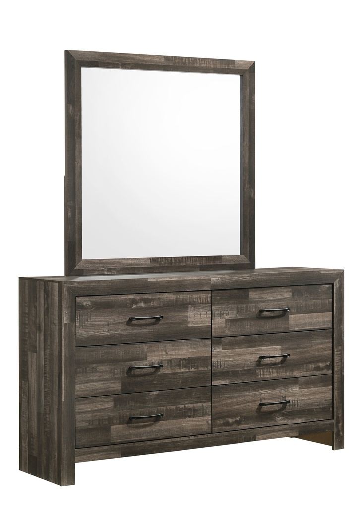 Athens Driftwood Brown 6-Drawer Dresser and Mirror