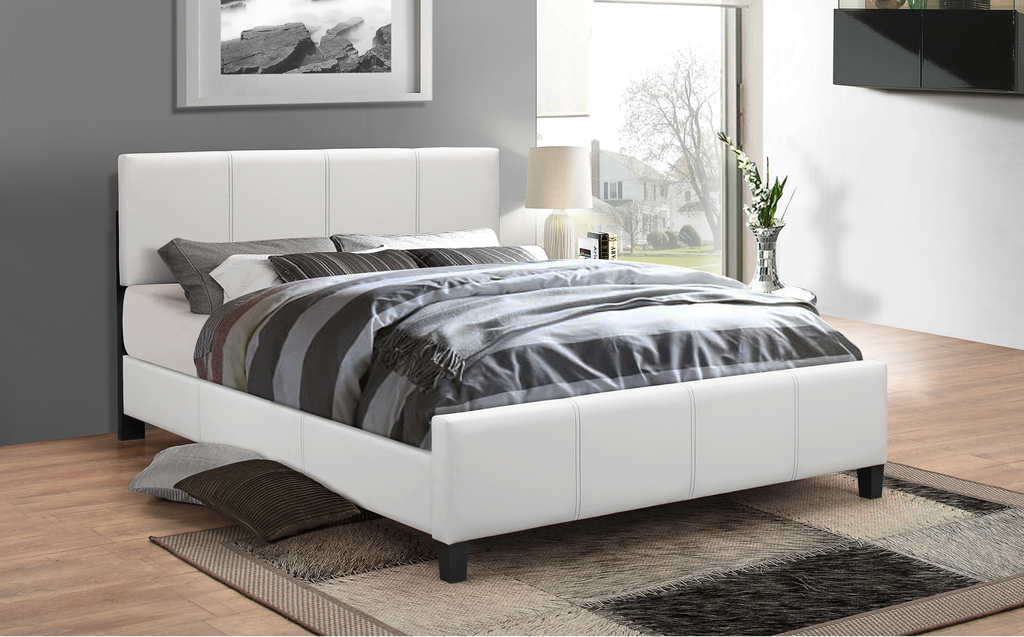 Carrington White Leather Panel Bed