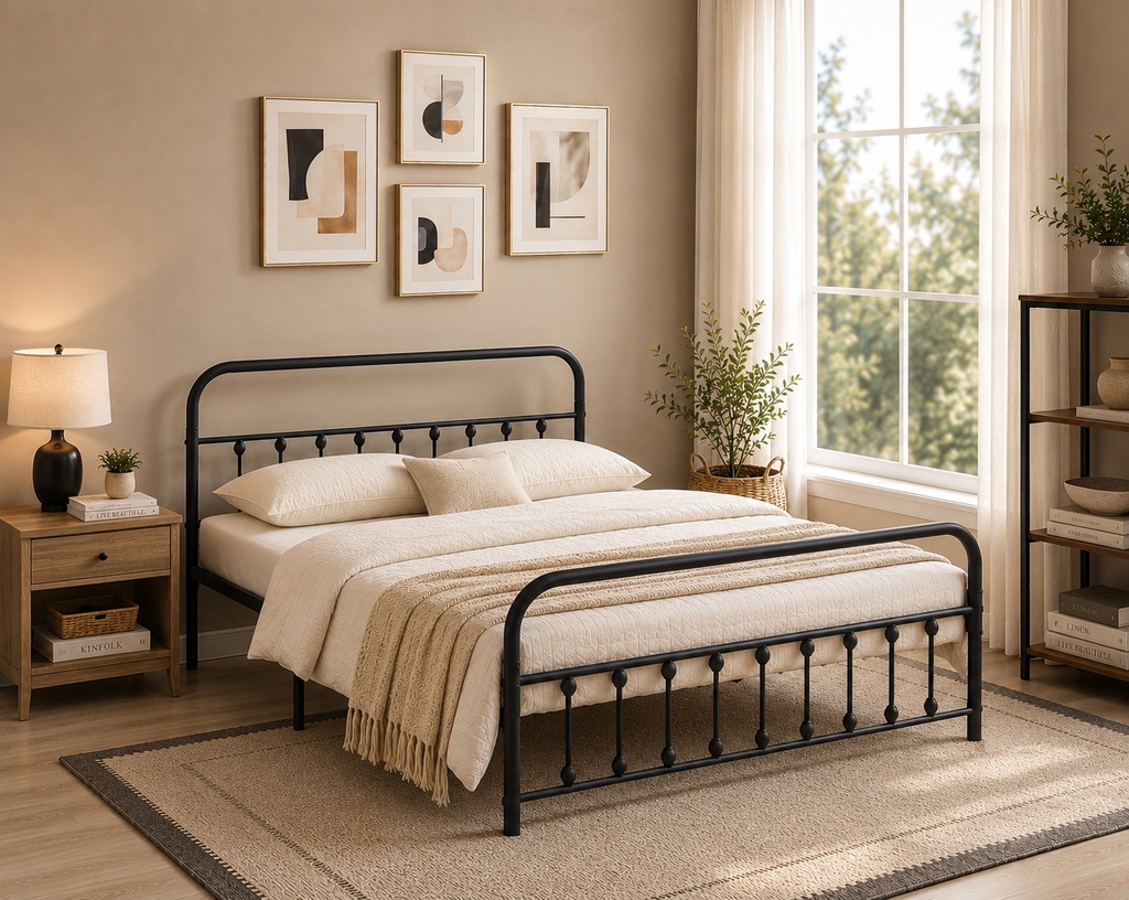 Delacroix Farmhouse Spindle Iron Bed