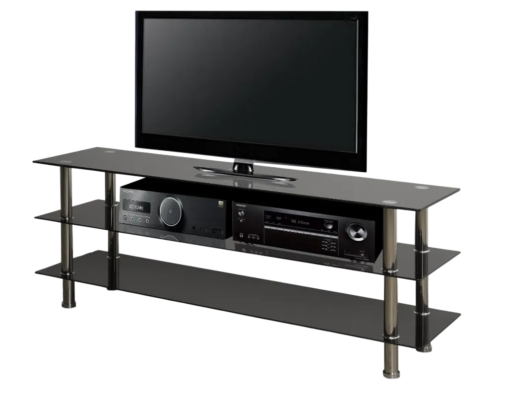 Black Glass Chrome Leg TV Stand