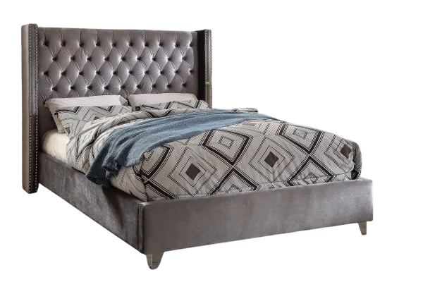 Calloway Velvet Wingback Nailhead Bed