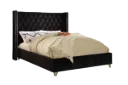 Elmsworth Black Velvet Tufted Bed