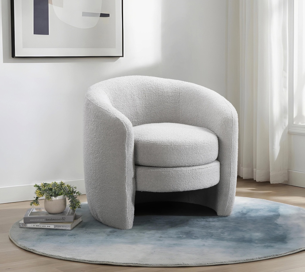 Grey Teddy Bear Barrel Chair