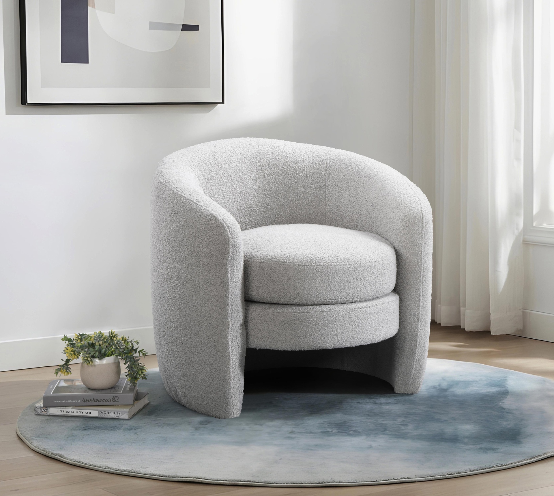 Grey Teddy Bear Barrel Accent Chair 2