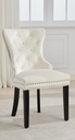 Nailhead Tufted Dining Chair (Creme Velvet)