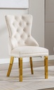 Nailhead Tufted Dining Chair (Creme Velvet)