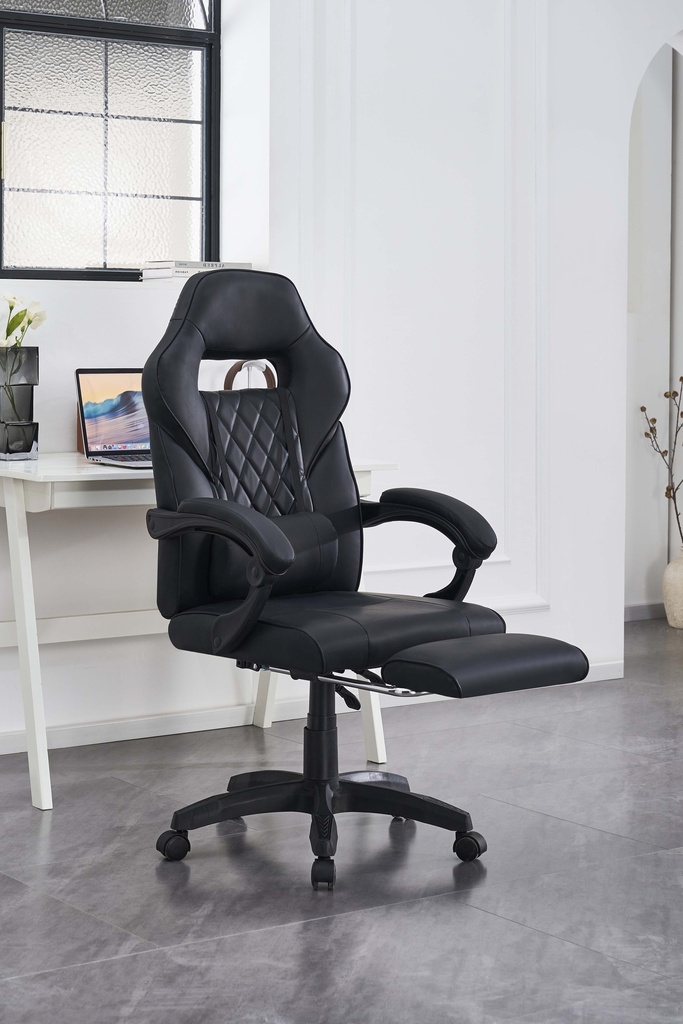 Black Faux Leather High-Back Racing Office Chair