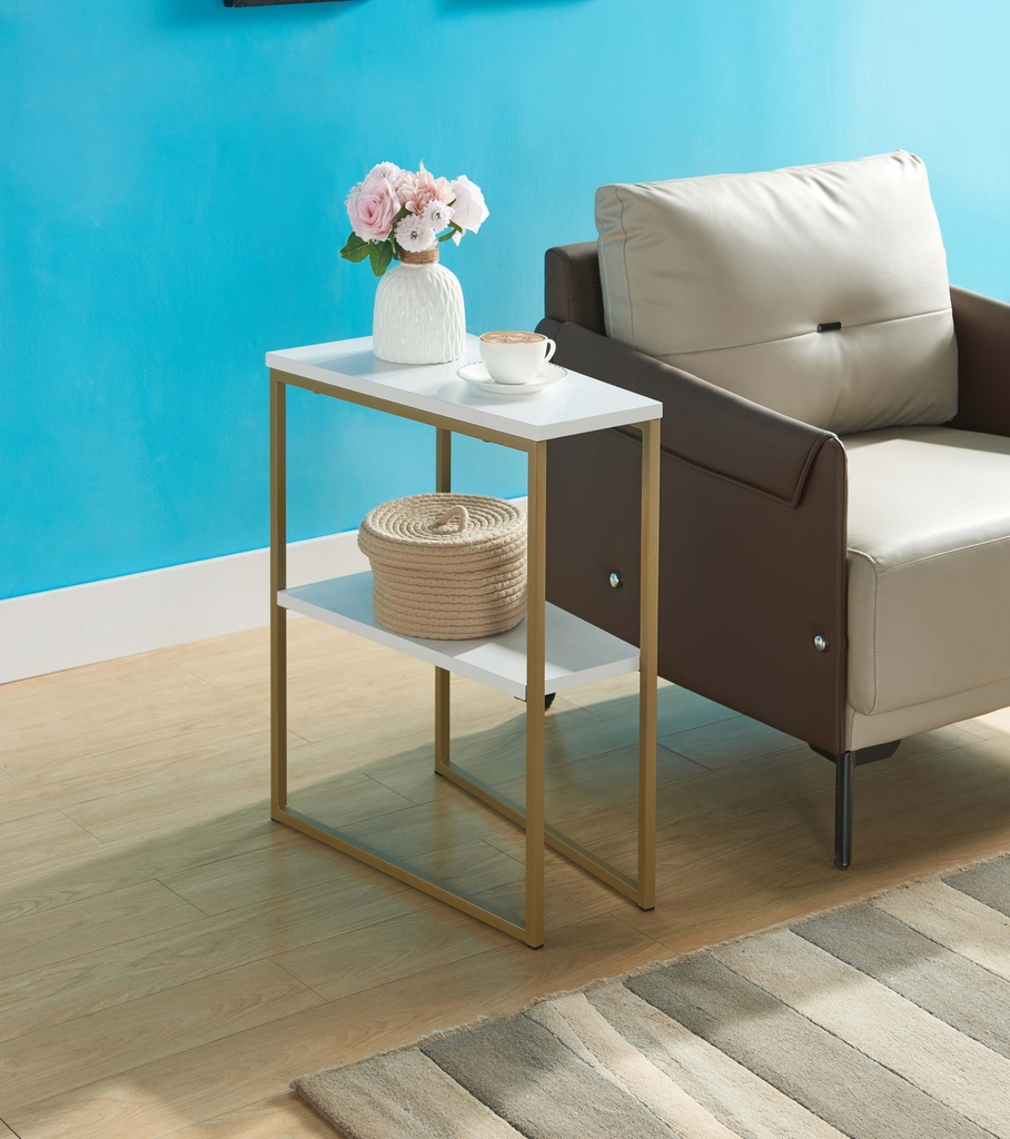 Gold Frame White Top Side Table