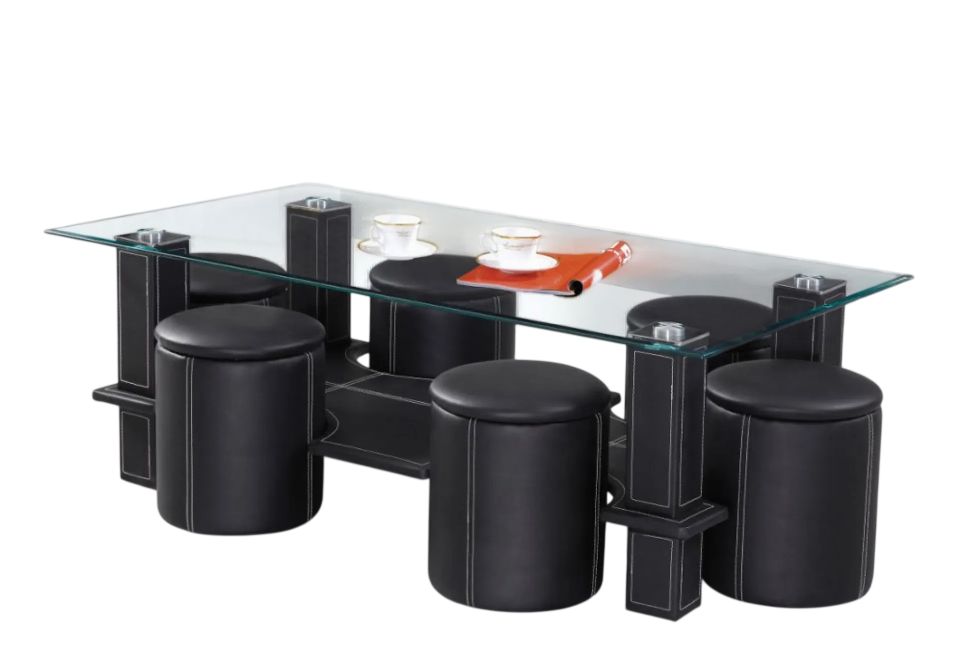 Coffee Table Set with 6 Stools 3