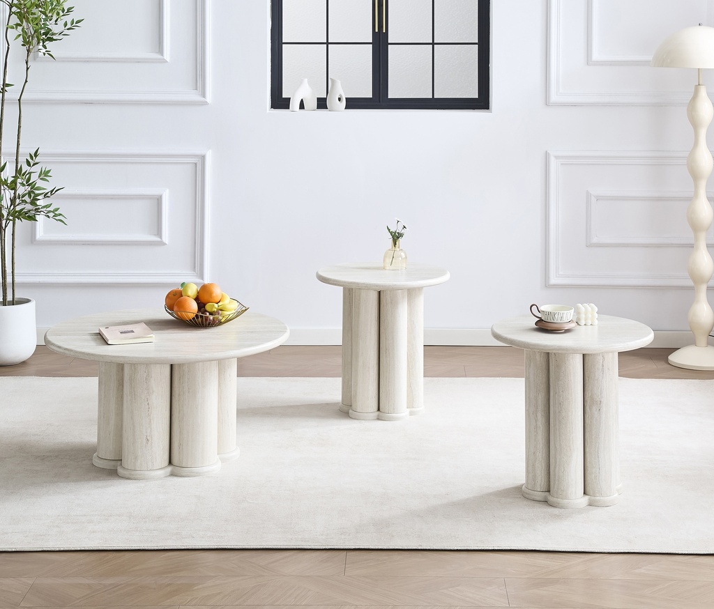 Round tables with light travertine look Coffee Table