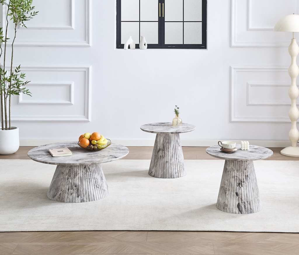 Round tables with grey marble look Coffee Table