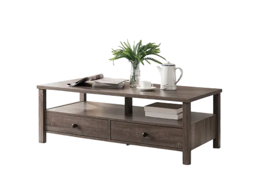 Distressed Grey Storage Coffee Table with 2 Drawers 2