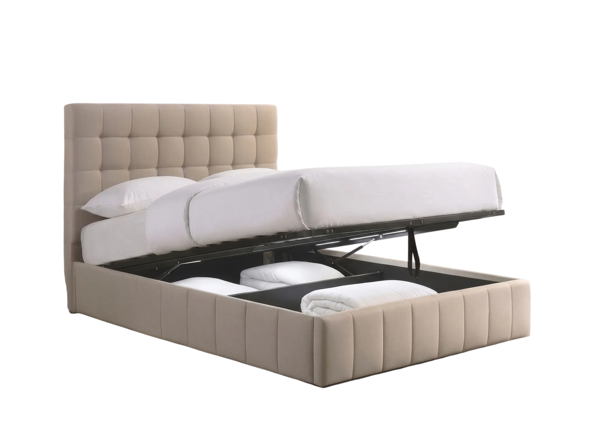 Ashworth Beige Tufted Gas-Lift Storage Bed 4