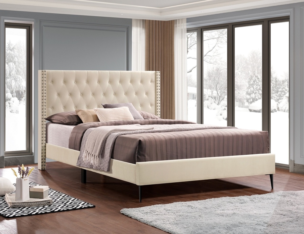Greenwich Ivory Nailhead Tufted Bed
