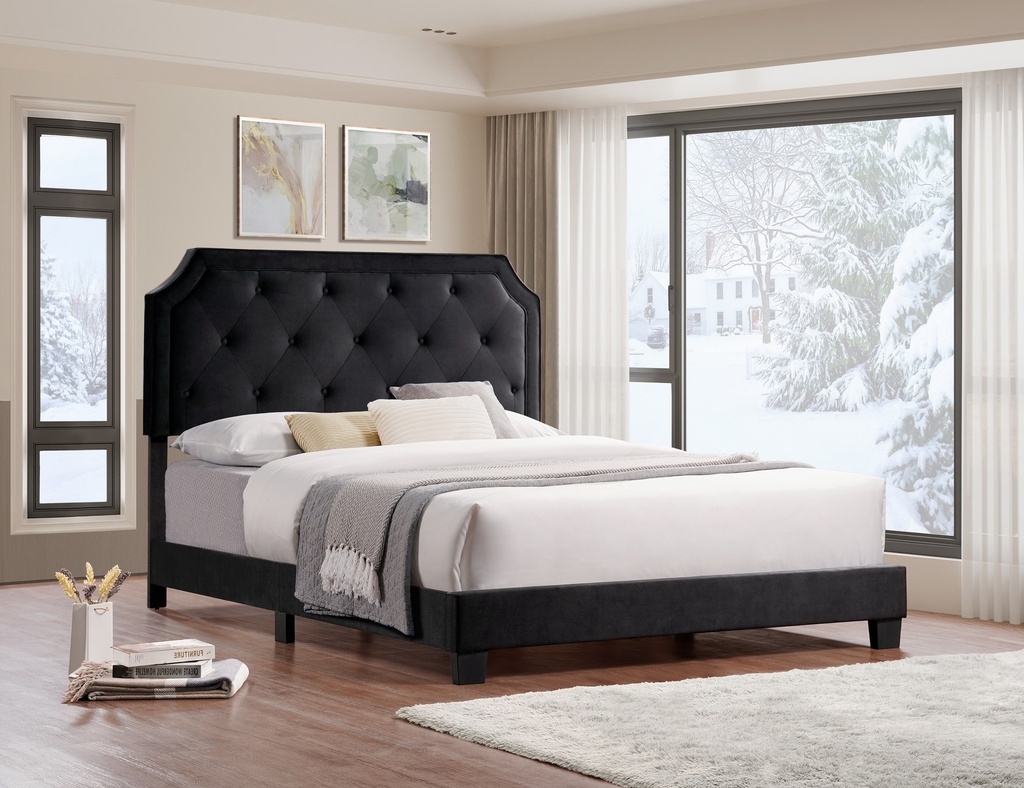 Halstead Camelback Tufted Velvet Bed