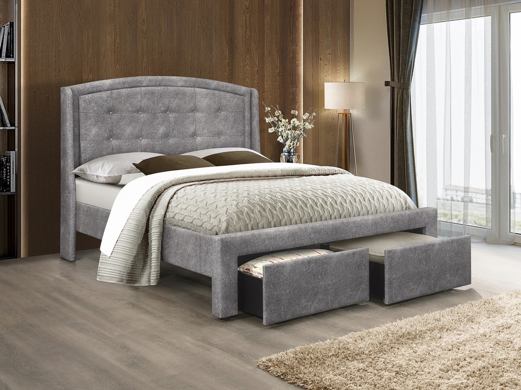Ivywood Distressed Velvet Storage Bed
