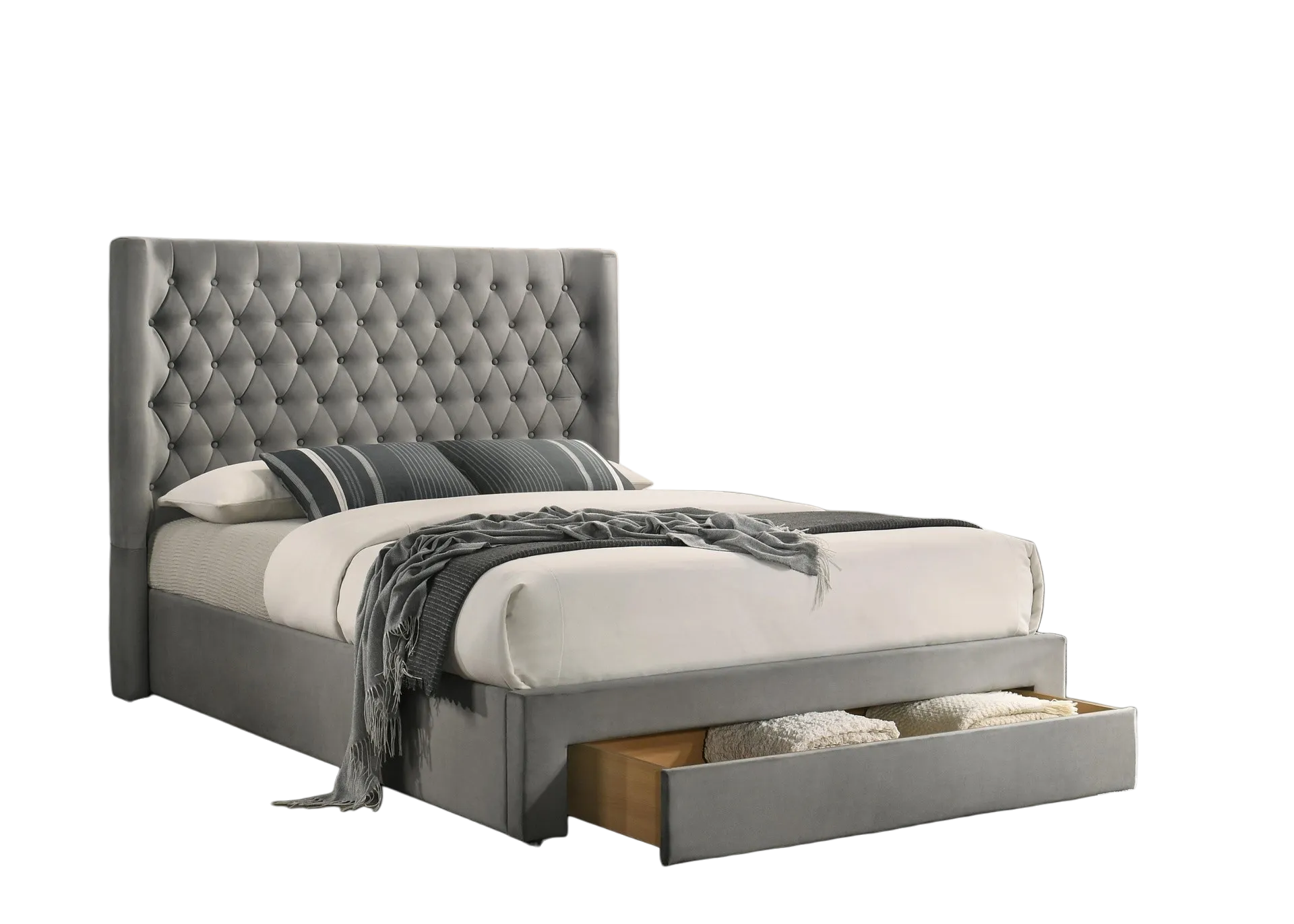 Lansdale Grey Diamond-Tufted Storage Bed 3