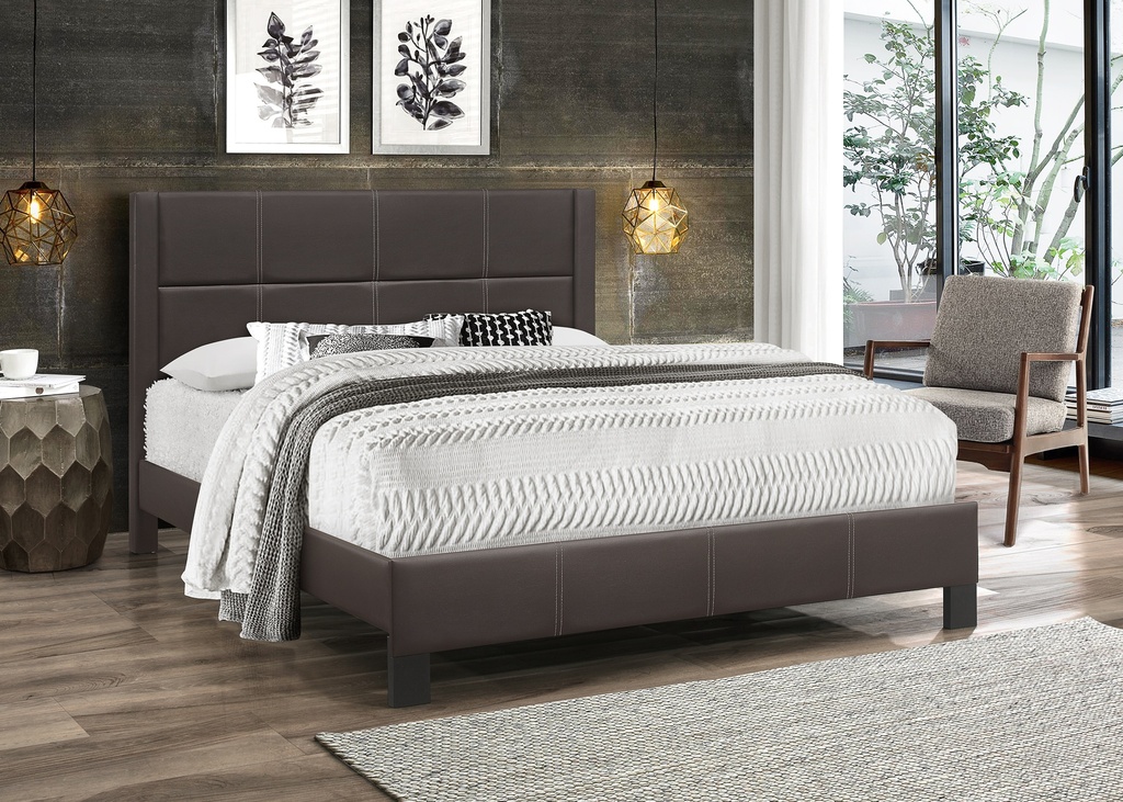 Pembroke Espresso Leather Panel Bed