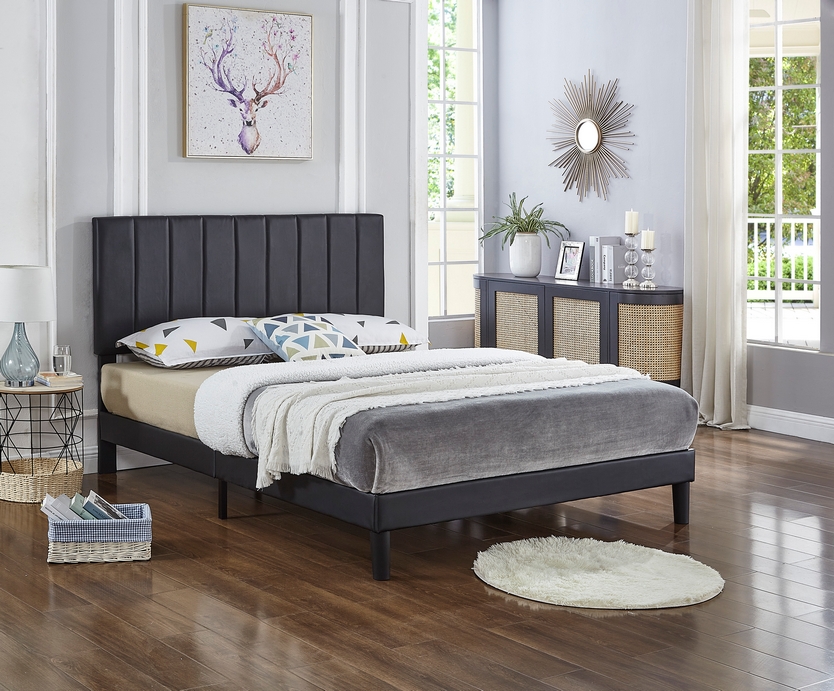 Ravenswood Channel-Tufted Leather Bed